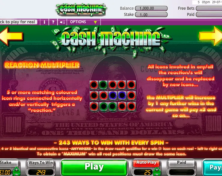 Cash Machine Slot Machine   Free Online Slots 2024