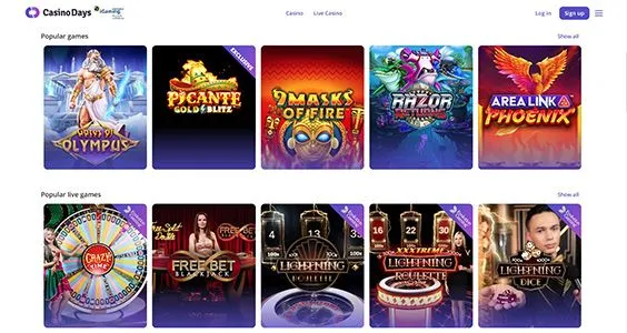 CasinoDays games page